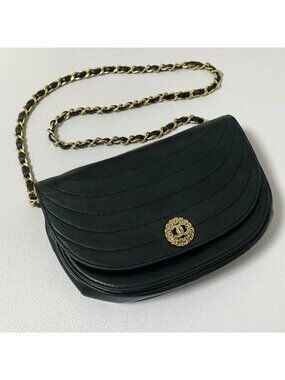 Chanel Half Moon Chain Shoulder Bag Lambskin CC Logo